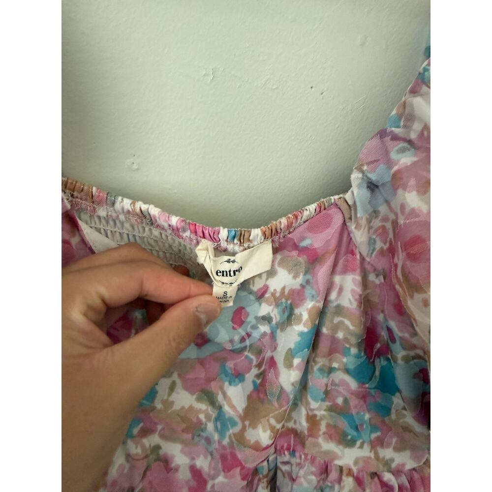 Entro | Floral Babydoll Puff Sleeve Summer Girlycore Preppy Maximalist - Picture 5 of 10